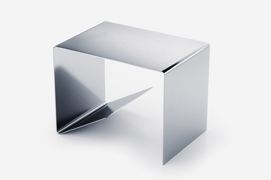 Side Table with Storage - Polished Steel - B E N T