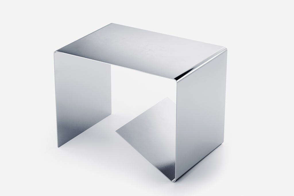 Side Table with Storage - Polished Steel - B E N T