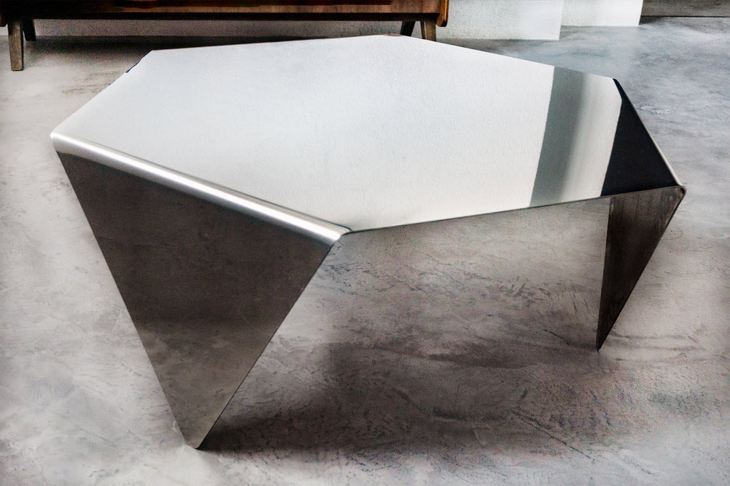 Hexagonal Coffee Table - Polished steel - B E N T