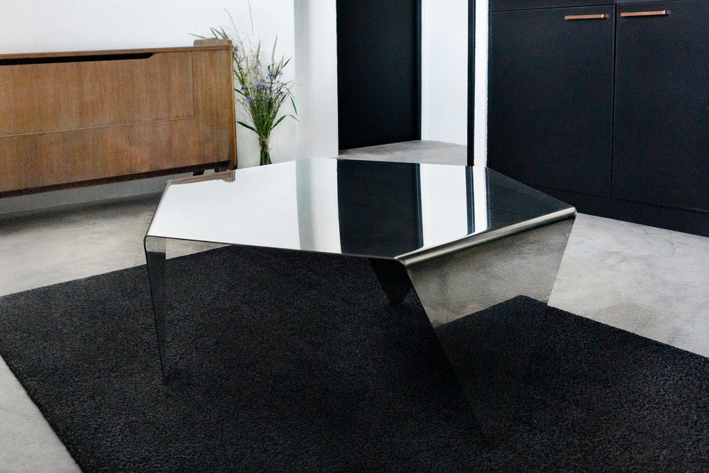 Hexagonal Coffee Table - Polished steel - B E N T