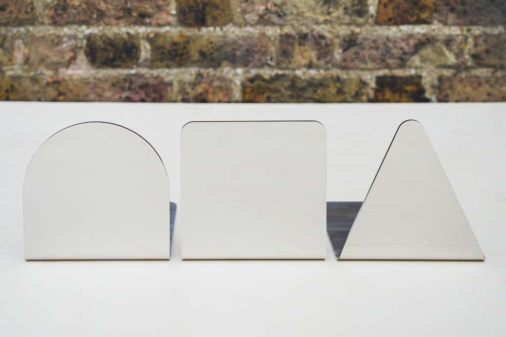 Polished steel bookend - B E N T