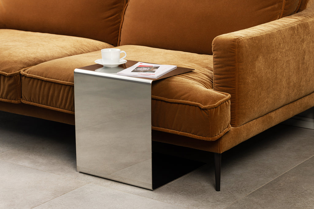 Polished steel side table - B E N T