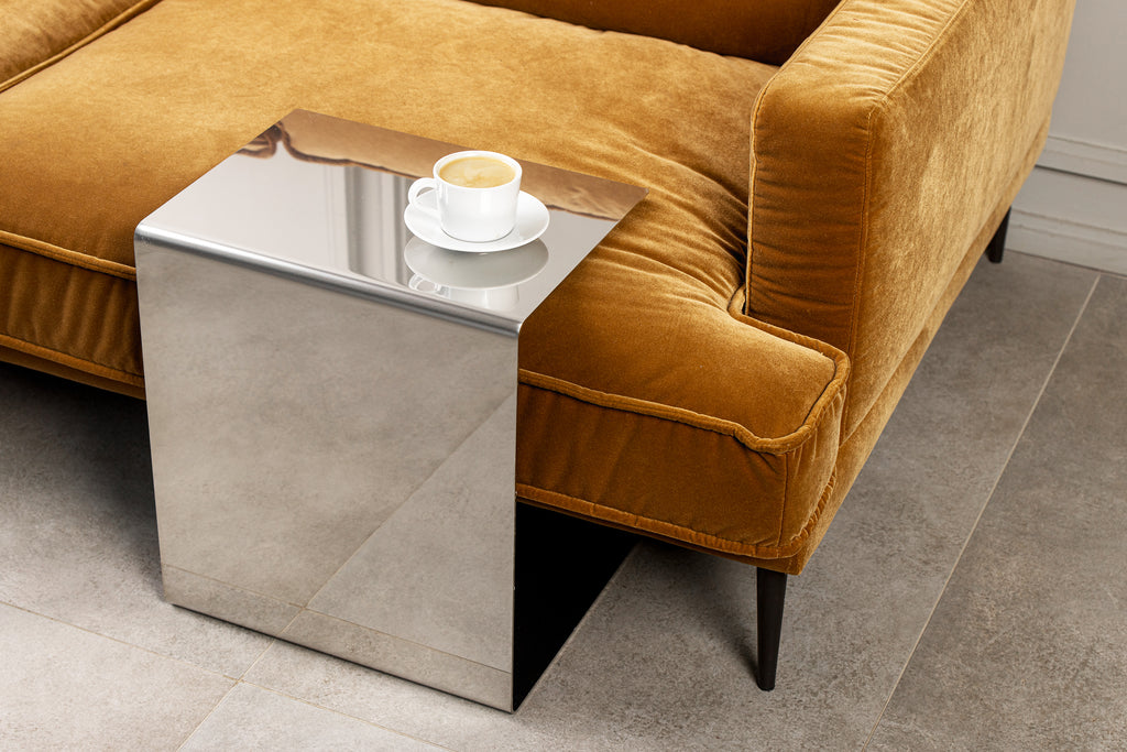 Polished steel side table - B E N T