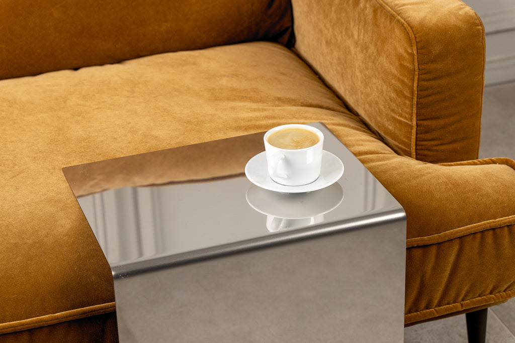 Polished steel side table - B E N T